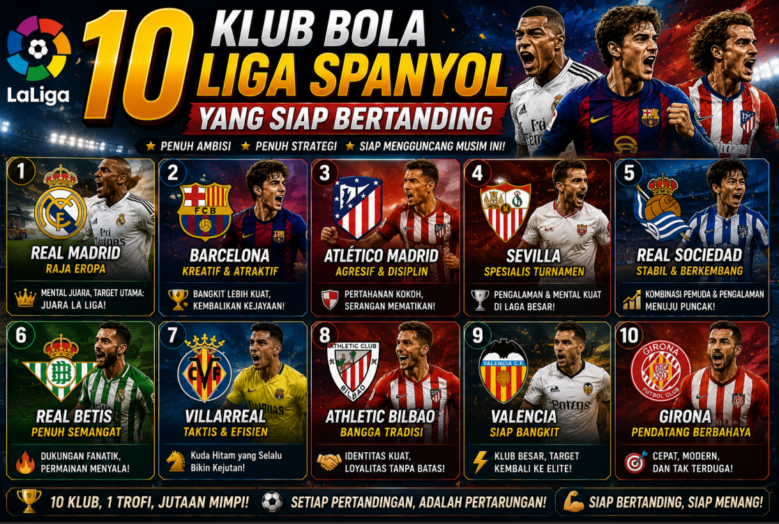 10 Klub Bola Liga Spanyol